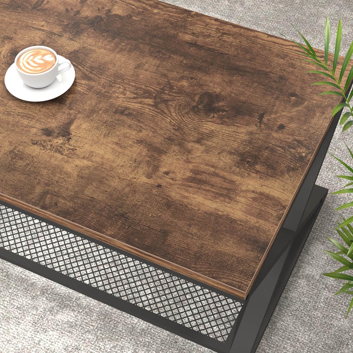 LVB Coffee Table for Living Room Coffee Tables Storage 100cm Rustic Brown