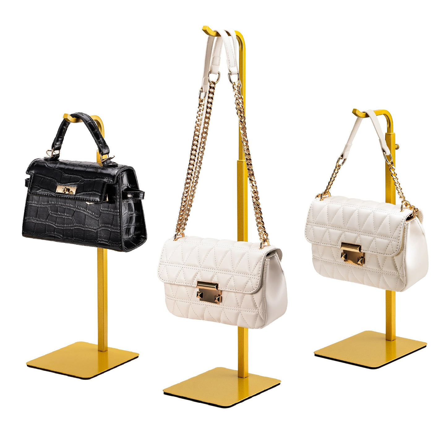 pickpiff 3-Pack Adjustable Purse Display Stands, Gold