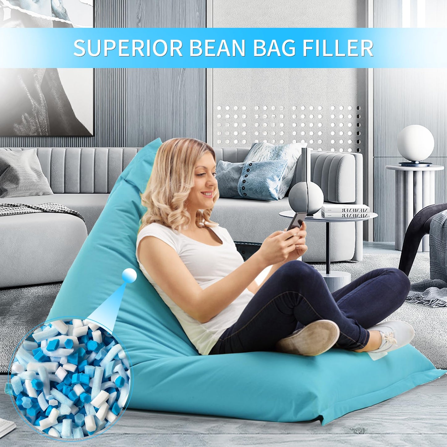 HONEHO 6.6KG Shredded Gel Memory Foam Filling Bean Bag Chair Filler