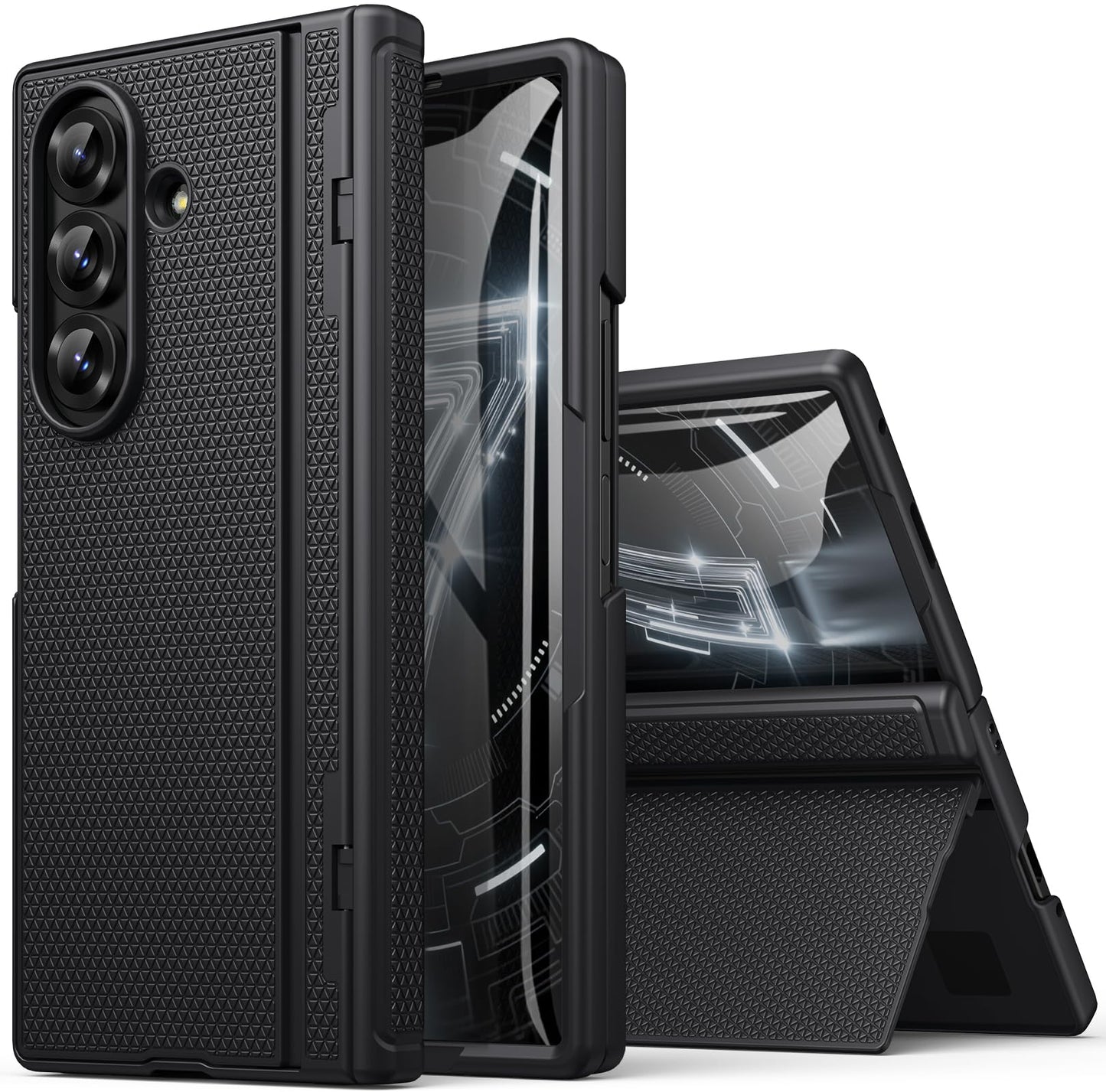 SIXBOX for Samsung Galaxy Z Fold 7 Case with Stand, Front Screen Protector, Hinge Protection, Slim & Rugged, Full Body Hard Cover, Daily Drop