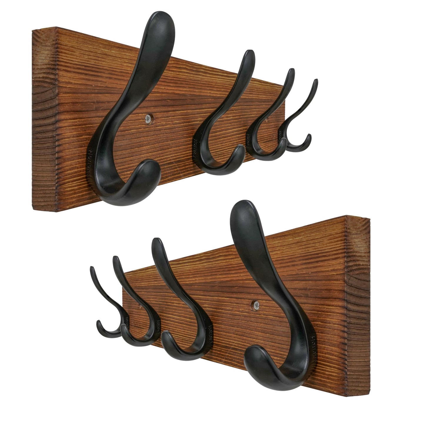 HONSKY Wooden Coat Rack Wall Mounted with 4 Double Hooks, Wall Mounted Clothes Rack Organizer for Jackets/Hats/Scarves