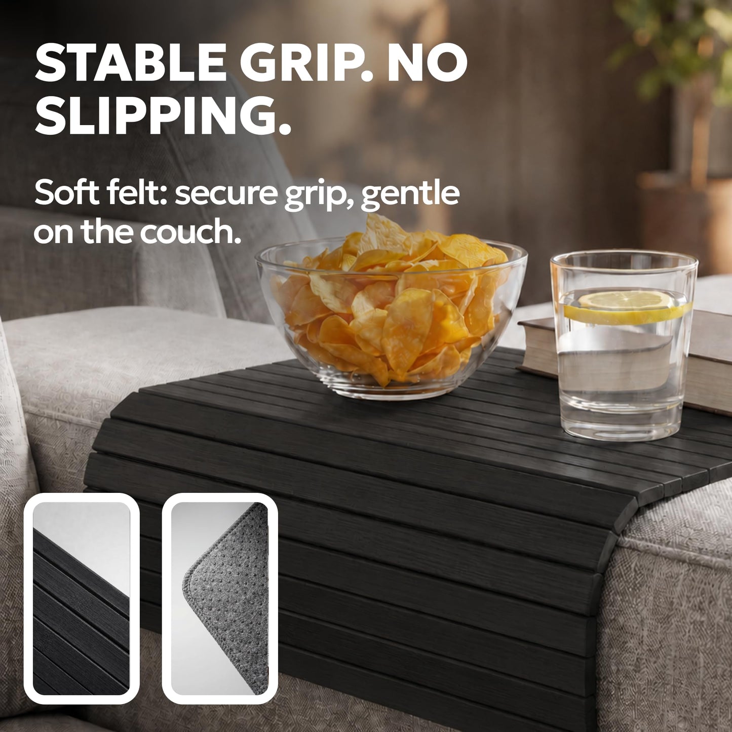 Sofa Arm Tray - Armchair Tray - Sofa Arm Table - Bamboo Armrest Caddy
