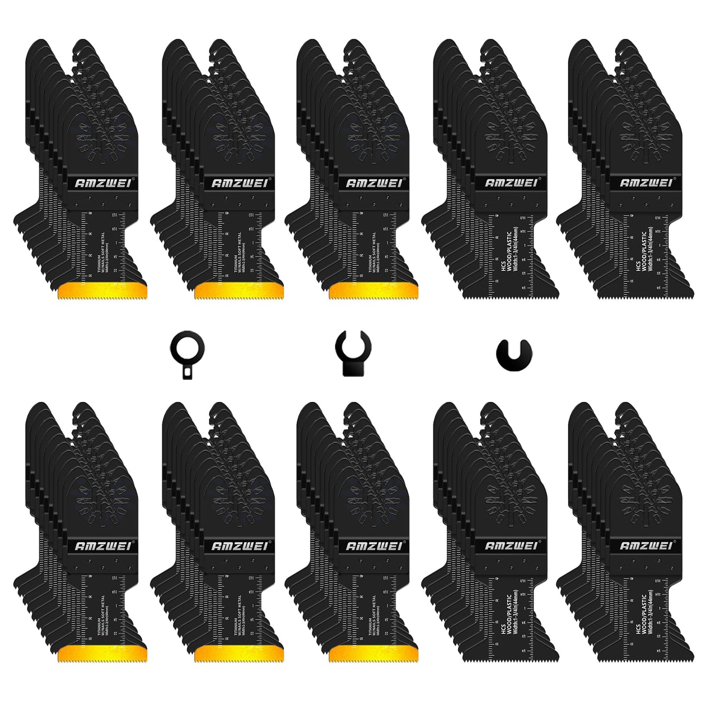 100PCS Oscillating Multi Tool Blades & Accessories Set ? Titanium Saw Blades for Wood Metal Nails Drywall Cutting with Storage Bag Compatible with