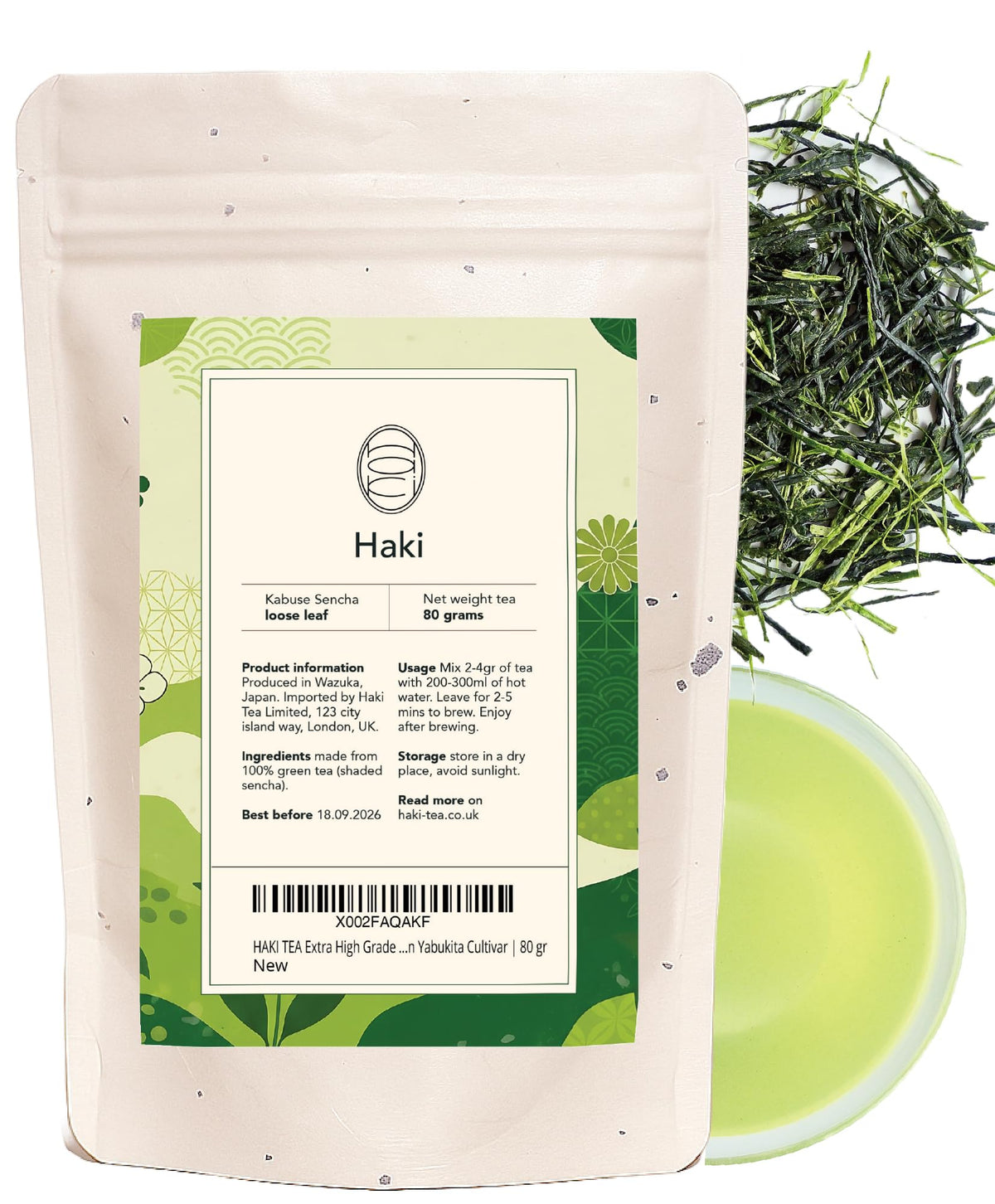 HAKI TEA | 14-day Shade Grown Premium Kabuse Sencha Green Tea | from Kyoto, Japan | Sencha Kabuse Loose Leaf | Extra High Grade Green Tea 80 gr