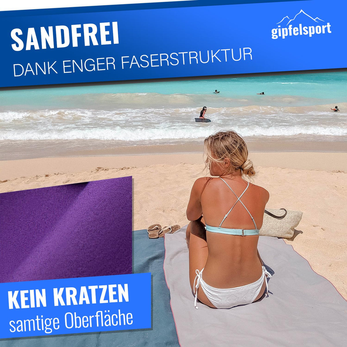 gipfelsport Microfibre towel | Microfibre bath towel, travel towel, beach towel | Quick-drying, ultra-light, space-saving | Purple | S(80x40cm)
