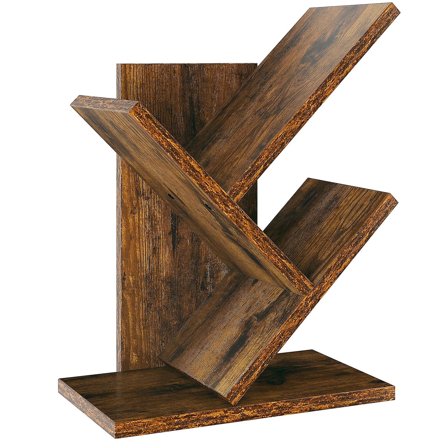 YMYNY 2 Tier Tree Bookshelf, Small Bookcase, Modern Wood Book Storage Rack Organizer, Freestanding Book Shelf for Books/Movies/CDs