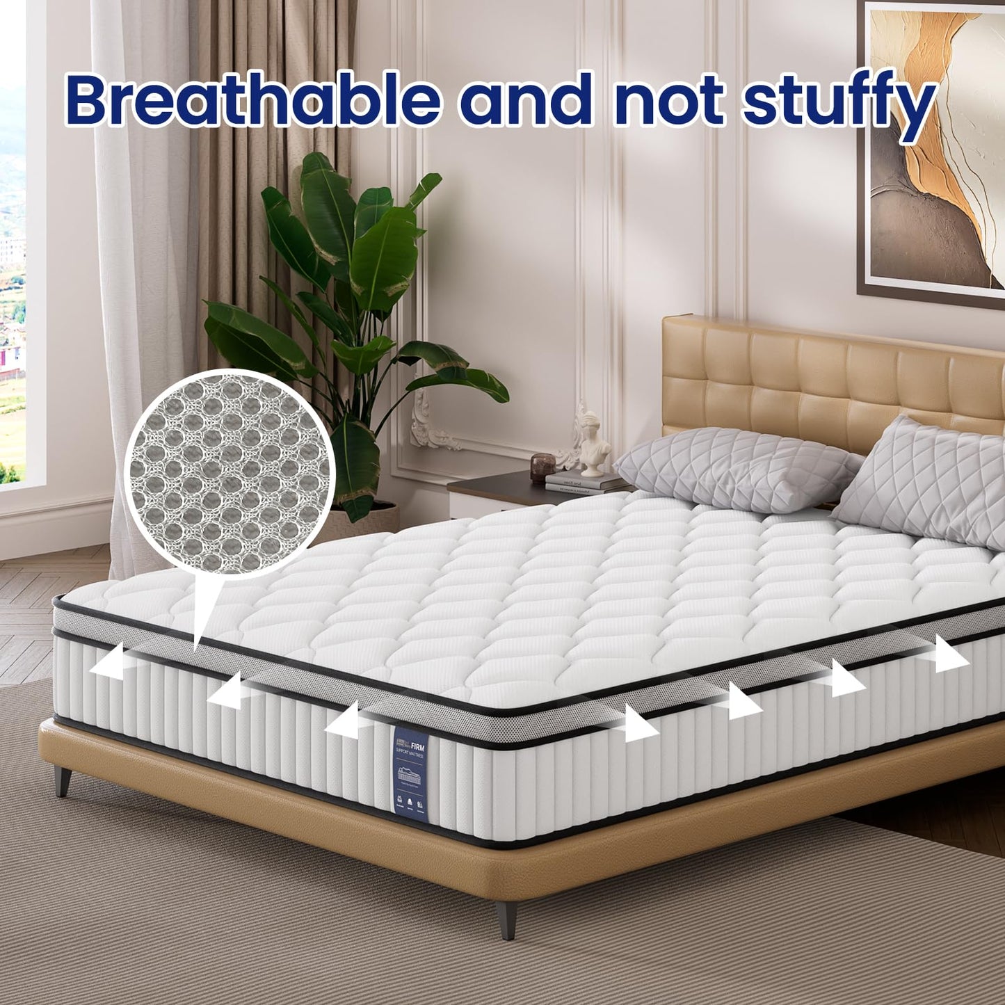 BedStory 3FT Single Mattress 10.2 Inch, Medium Firm Hybrid Pocket Sprung Mattress with Breathable Foam, Motion Isolation & Pressure Relief