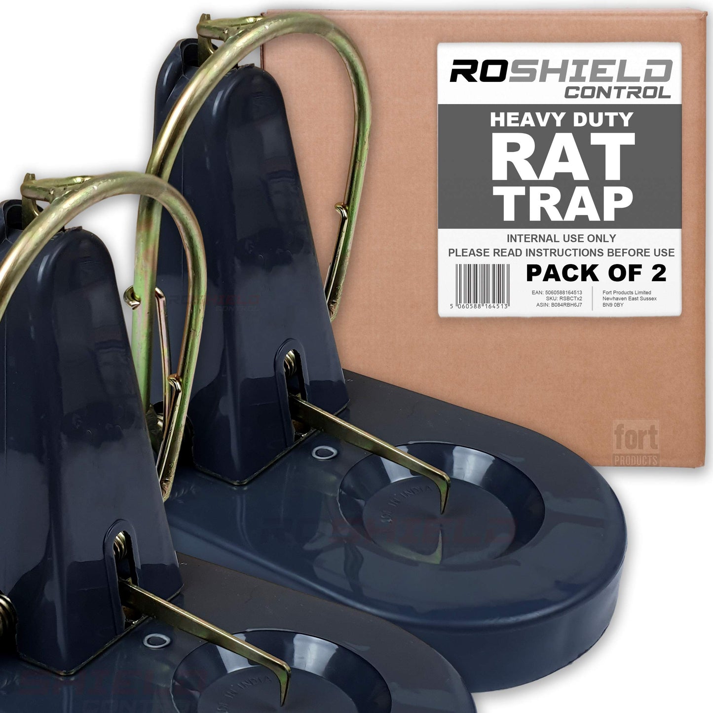 ROSHIELD 2x Large Heavy Duty Rat Control Trap - Powerful Instant Killer Rodent Trap Solution for Treatment of Rats within Buildings