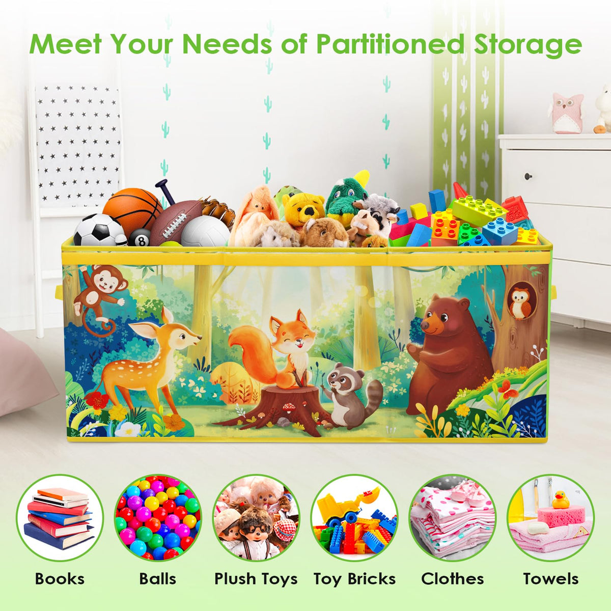 Decalsweet Extra Large Kids Toy Storage Box with Lid,Foldable Oxford Toy Storage Organizer Box for Boys Girls-963240cm-Lightweight Toy Chest with