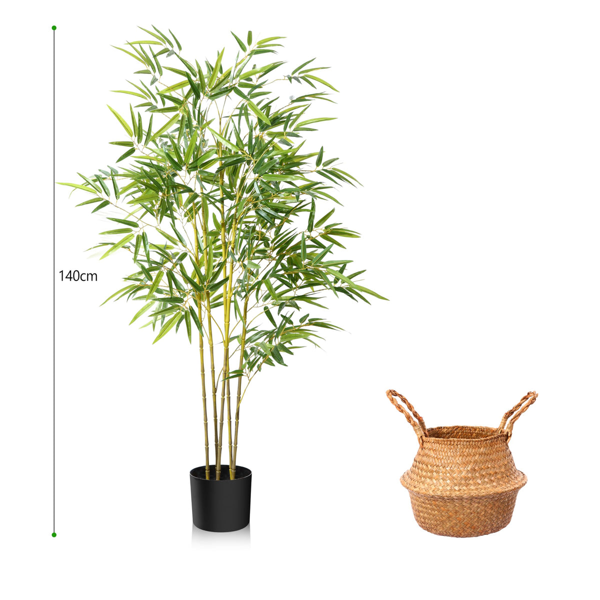 Kazeila 2 Pack Artificial Bamboo Plants Trees Outdoor 140cm Fake Plant Decorative Artificial Plants Indoor Outdoor Home Office Garden