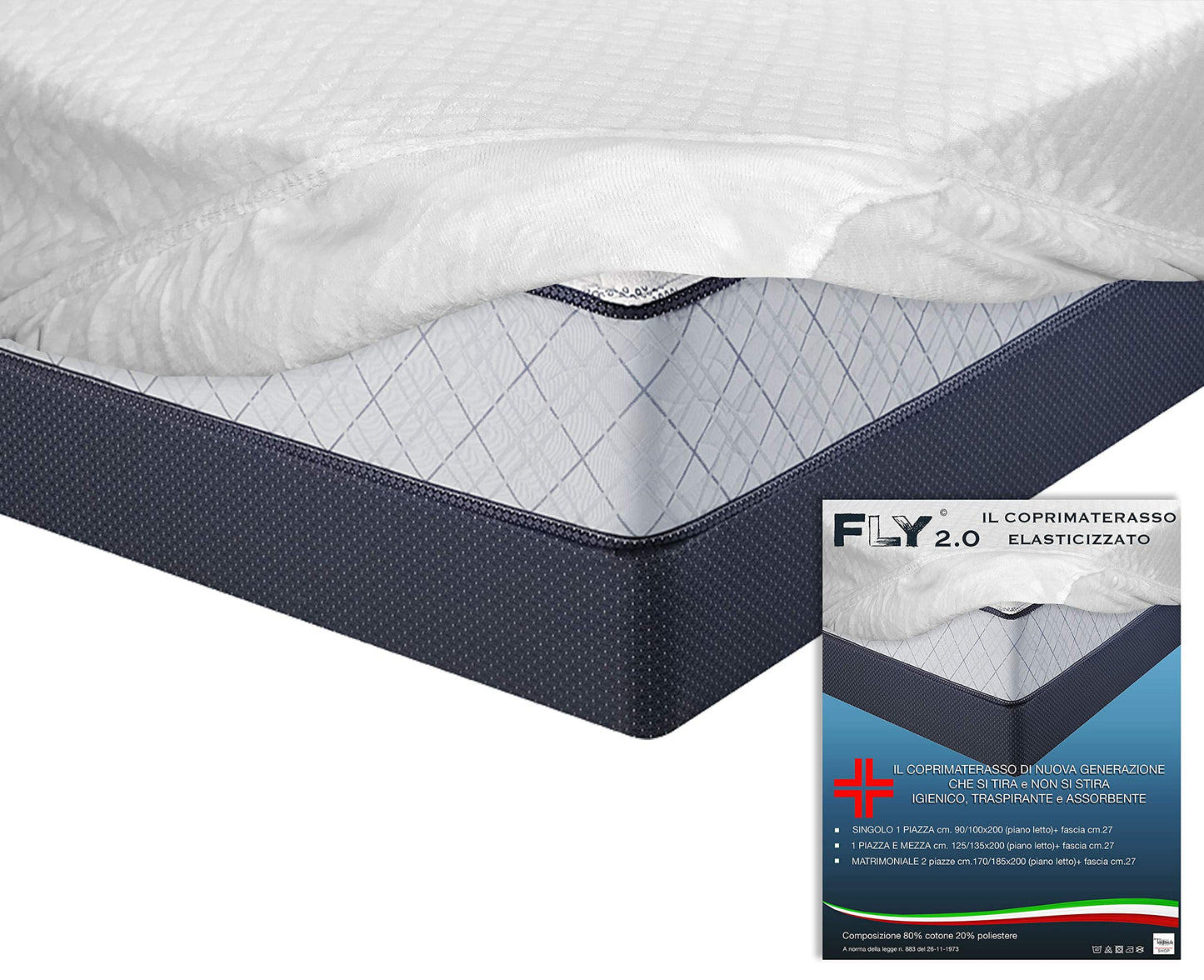 Fly 2.0 Terry Jacquard Elastic Mattress Topper with Corners - Double Bed for 2 Single Beds