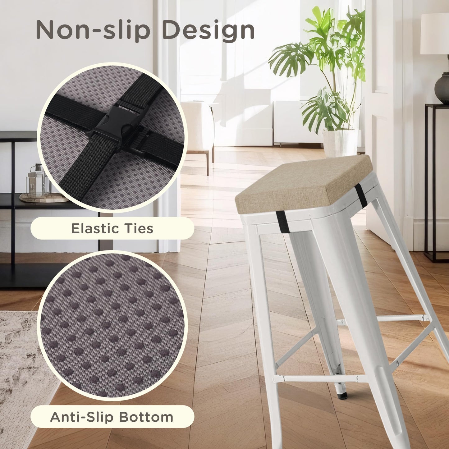 MineCozy Bar Stool Cushions Square 12" x 12" 1 Piece Beige