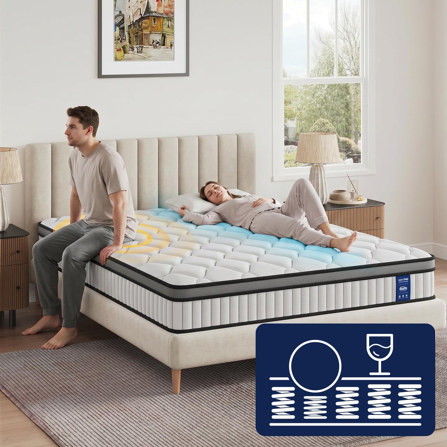 BedStory Small Single Hybrid Mattress, 22cm Pocket Sprung, 75x190cm