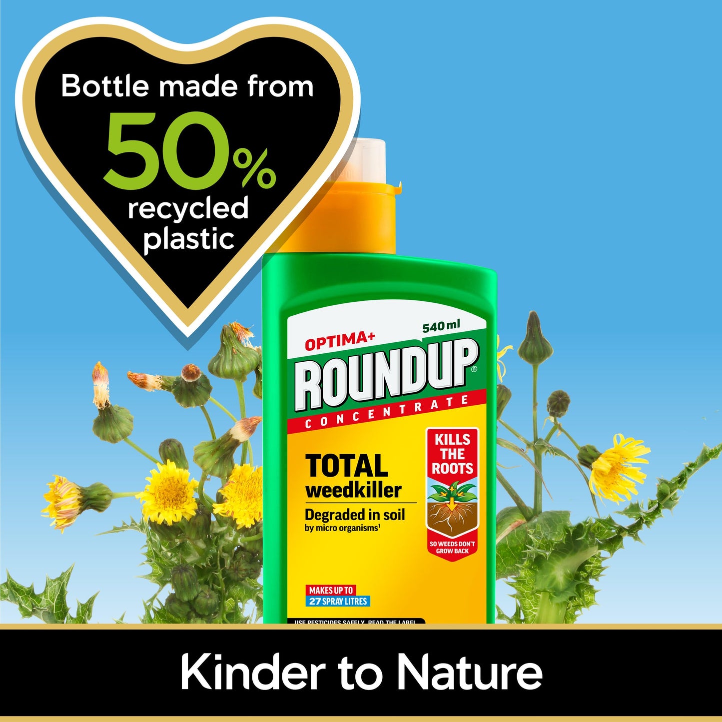 Roundup Optima+ Total Weedkiller, Concentrate, 1 Litre