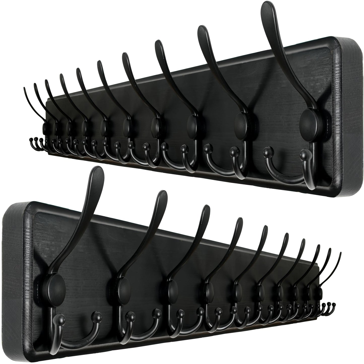 WEBI Coat Rack Wall Mounted Long, 98cm Long,10 Tri Hooks for Hanging Coats,16" Hole to Hole,Wood Coat Hooks Wall Mounted,Wall Coat Hanger,Hook Rack