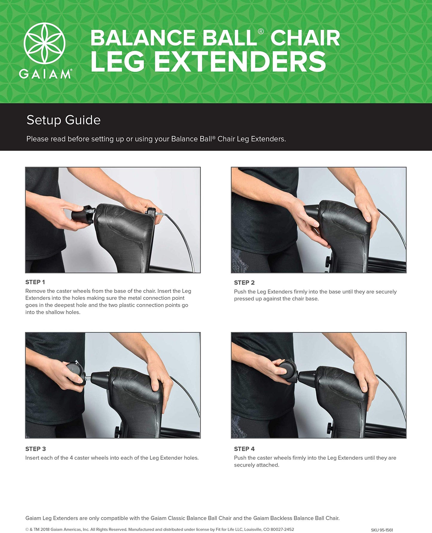 Gaiam Classic Balance Ball Chair Leg Extenders (Only Compatible with Classic Chair & Classic Backless Chair)