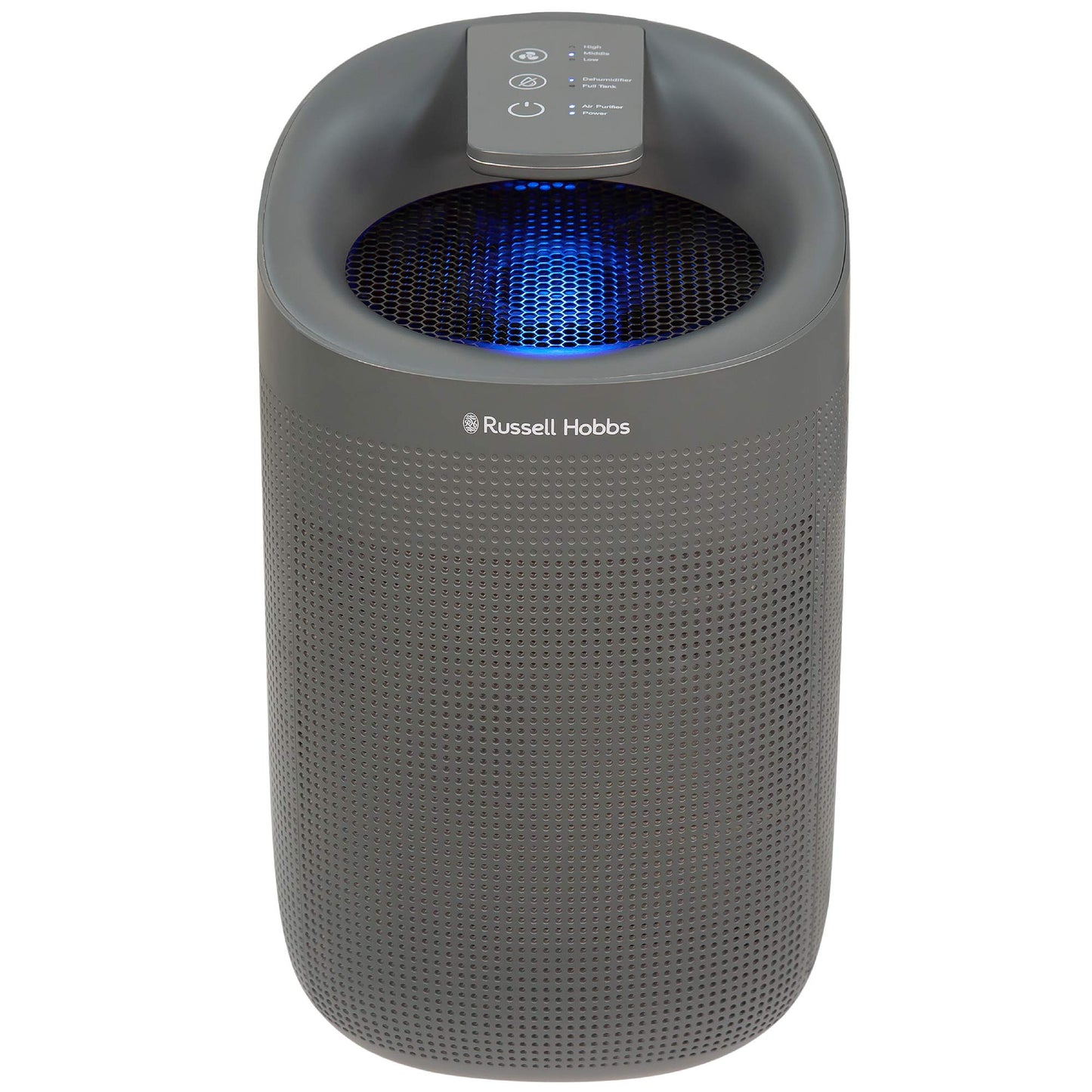 Russell Hobbs RHDH1101G Ozone Free, 750ml/day 2 in 1 Grey Dehumidifier/Air Purifier, 20m2 Room Size, LED Lighting & Captures Bacteria, for Home,