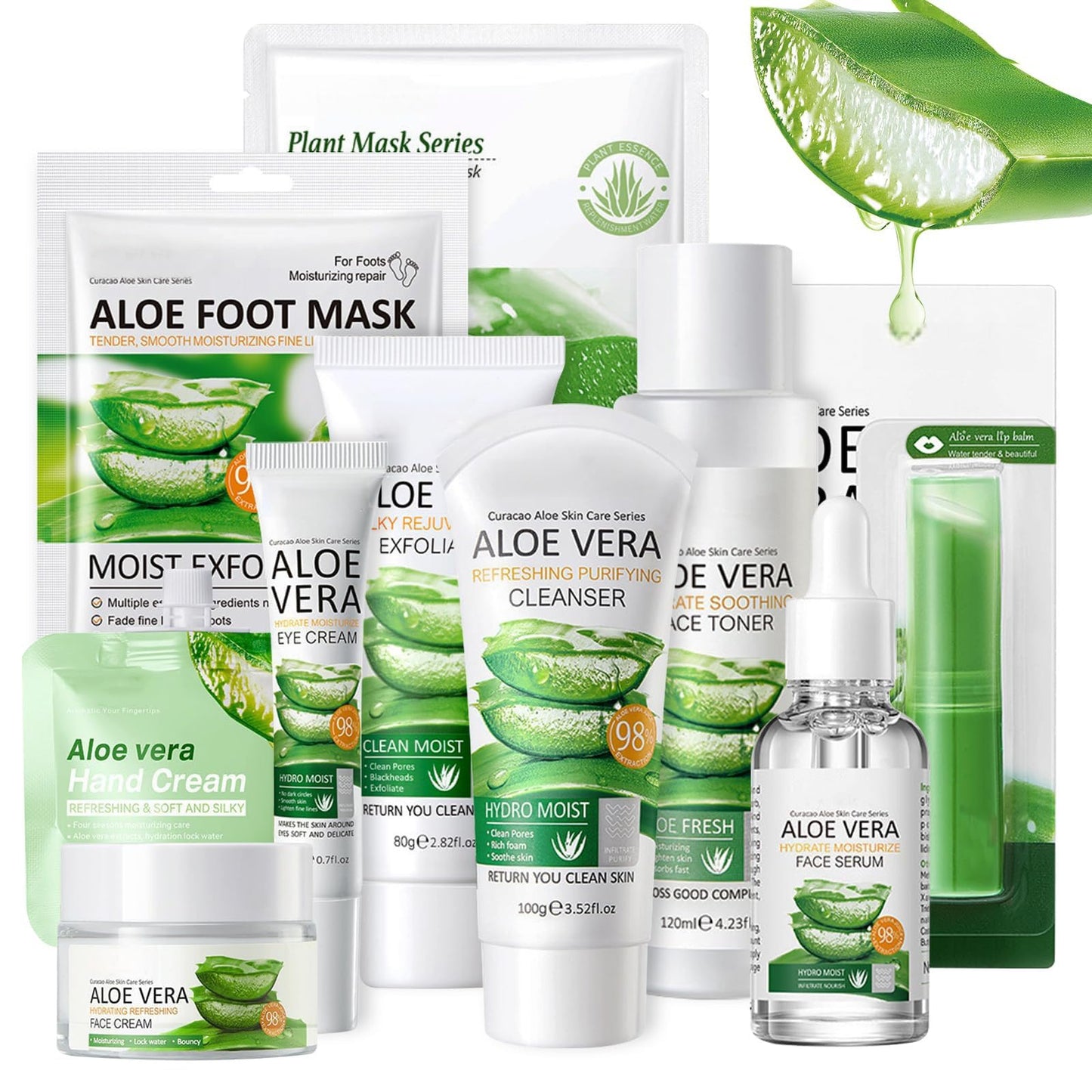 Leogony 10PCS Skin Care Sets for Women, Aloe Vera Gift Set for Teenage Girls, Face Skincare for Teen Girl