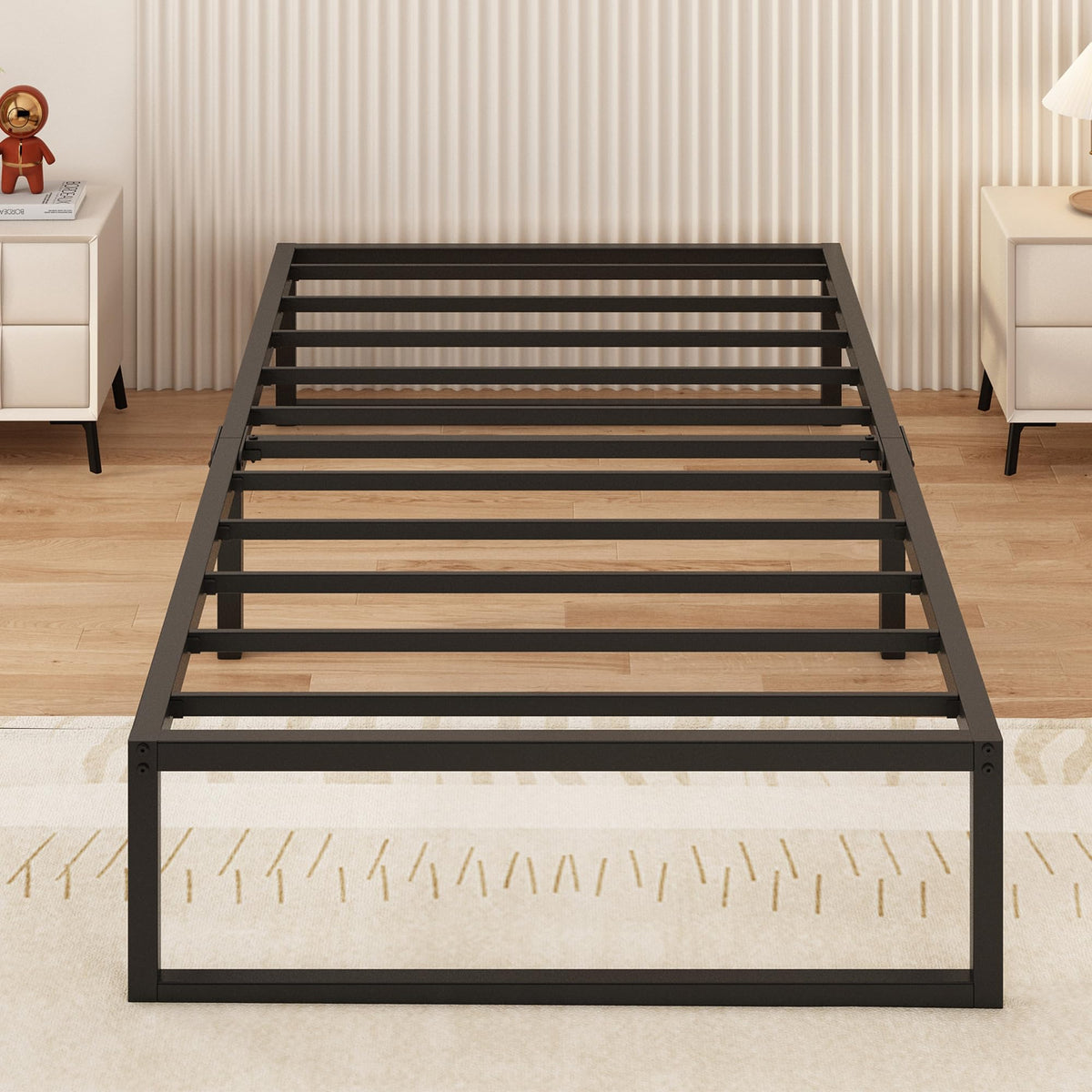 Yicensen Small Single Bed Frame 75x190 cm, Metal Bed Frame Small Single with Steel Slat Support, Easy Assembly, Noise Free, No Box Spring Needed,30cm