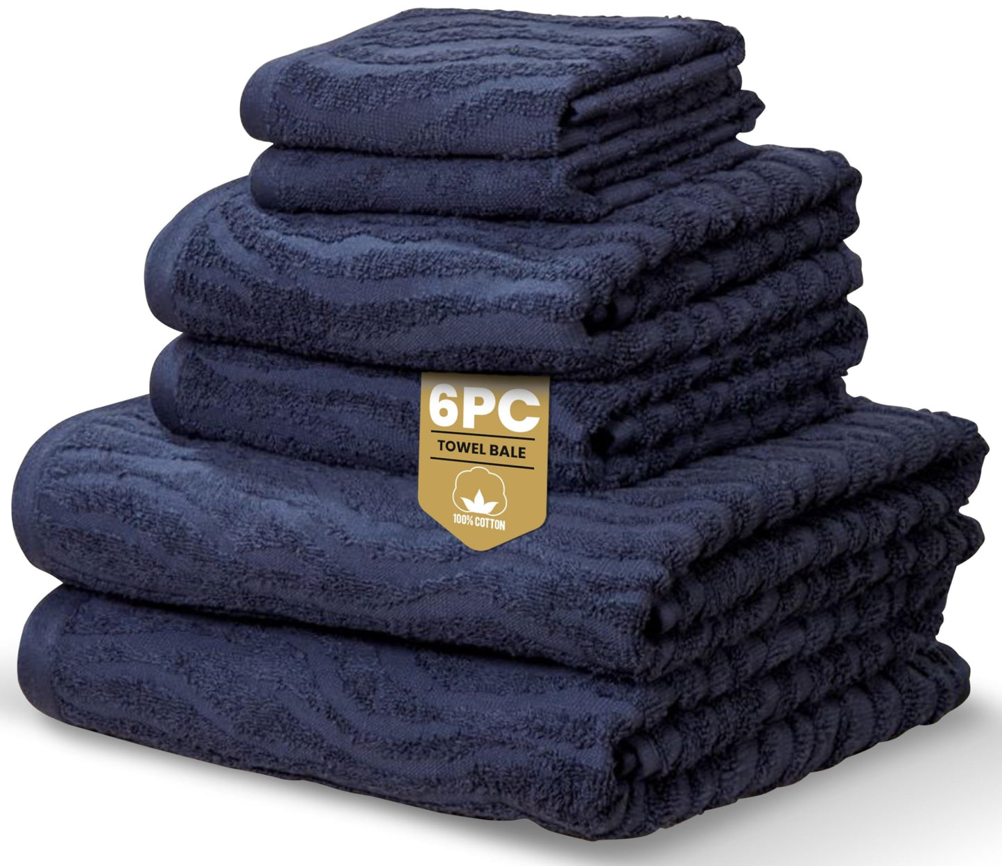 Rapport Home Safari 6-Piece Towel Bale | Bale Midnight Blue | Luxurious 100% Cotton 500gsm Bathroom Set