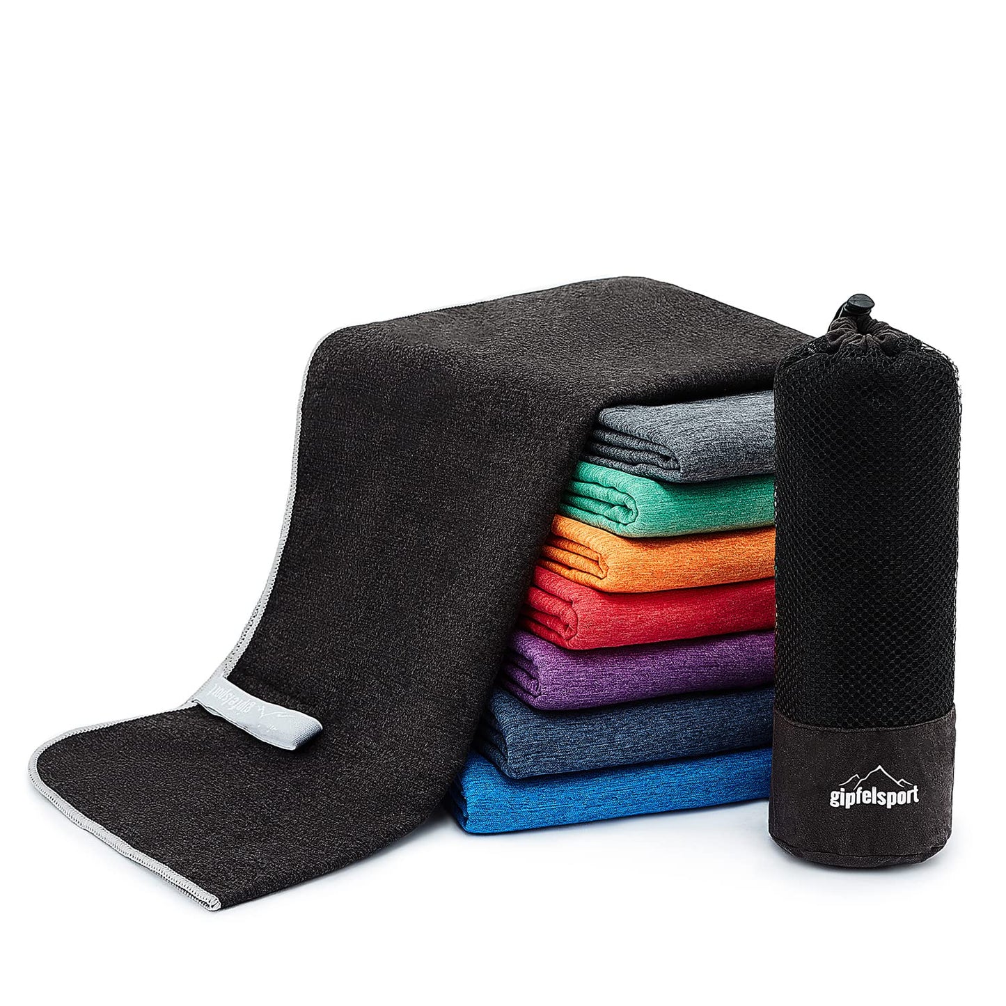 Microfibre Towel Set - for Sauna, Fitness, Sports, Beach Towel, Sports Towel, Anthracite Brush XXL: 200 x 90 cm