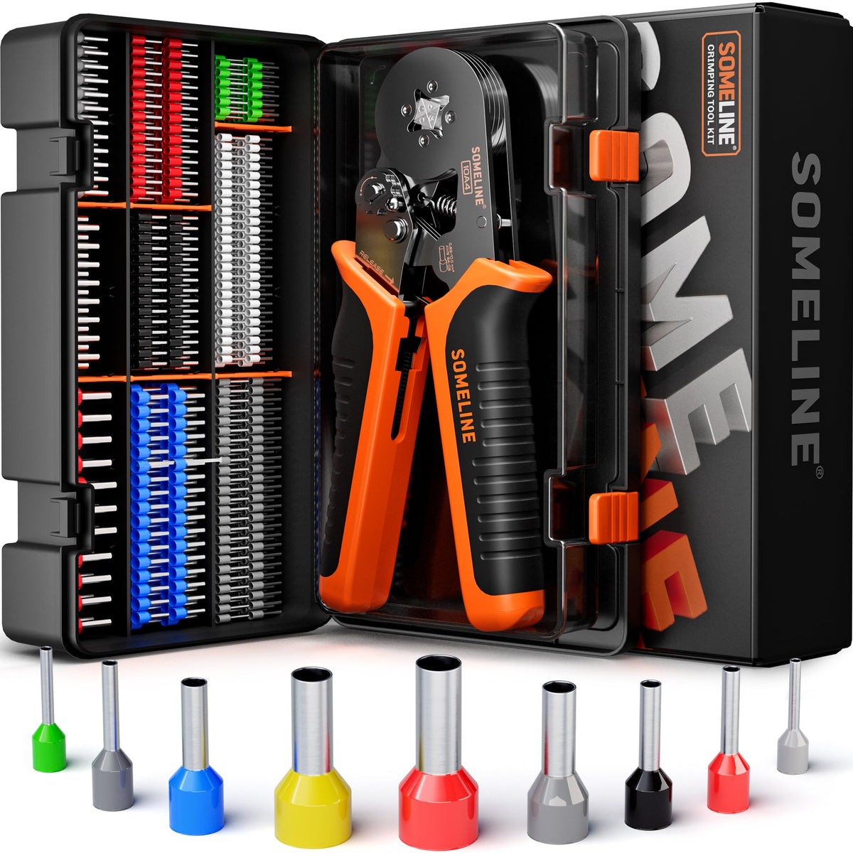 SOMELINE Crimping Tools Set with 9 Types of Ferrules - Ferrule Pliers 0.25-10mm?(AWG 24-8) I Electricians Tools, Crimper, Crimping Pliers, Wire