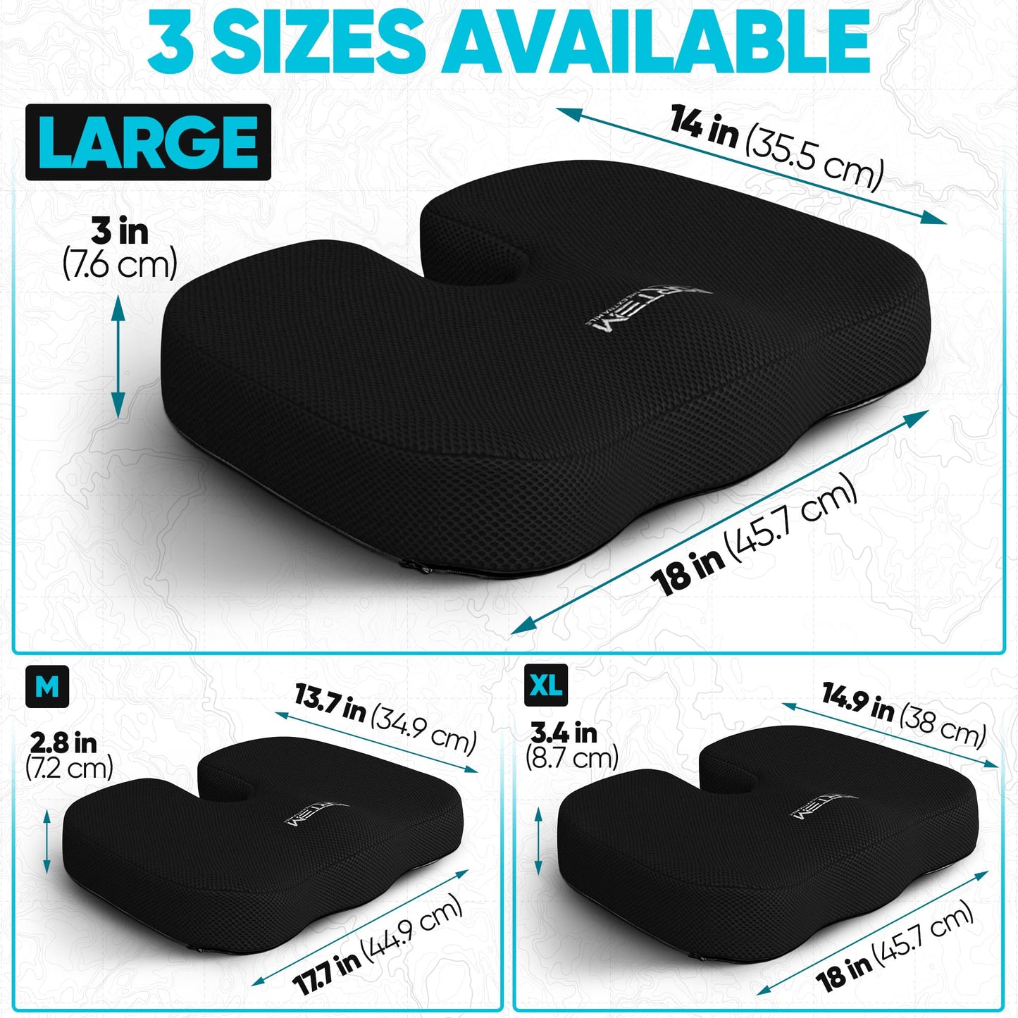 FORTEM Seat Cushion & Lumbar Support for Office Chair, Car Seat Combo