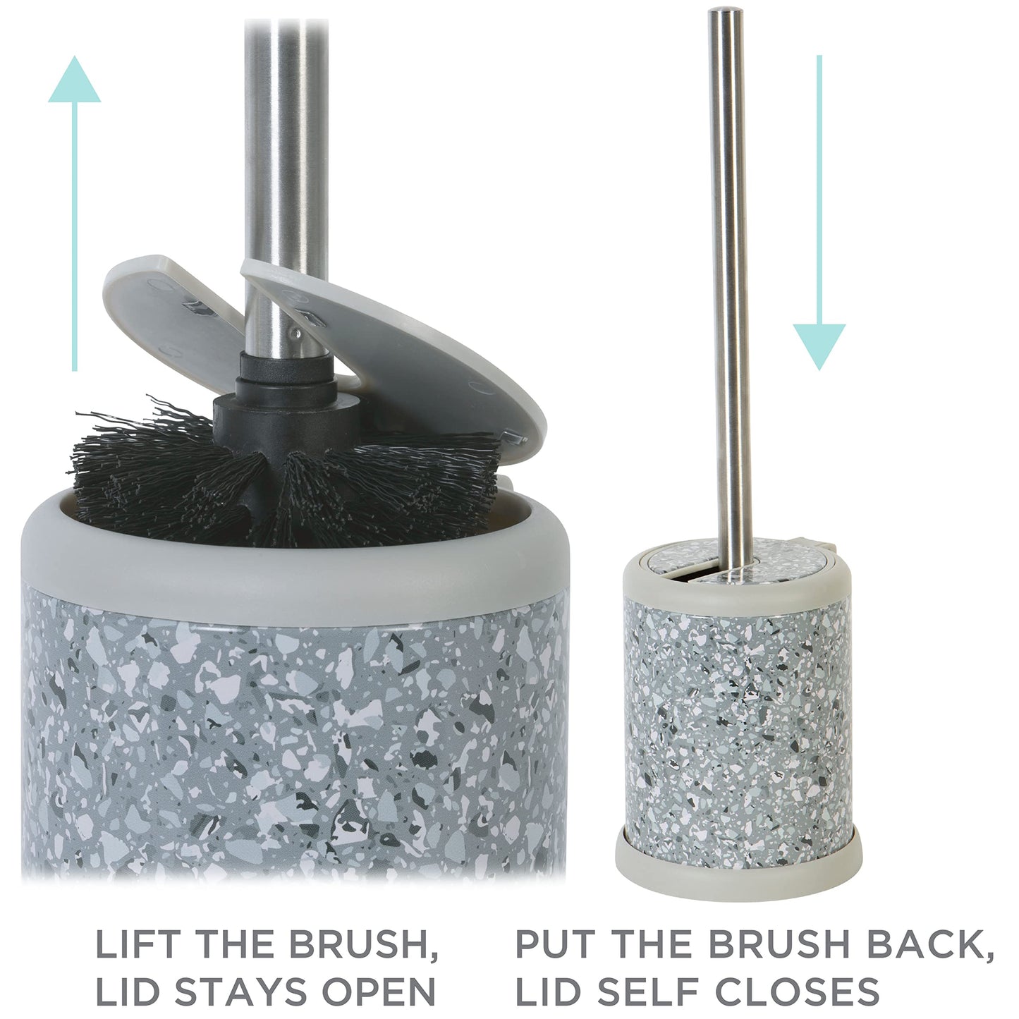 Bath Bliss Toilet-Brushes, Iron, Terrazzo Grey, 1 Pack