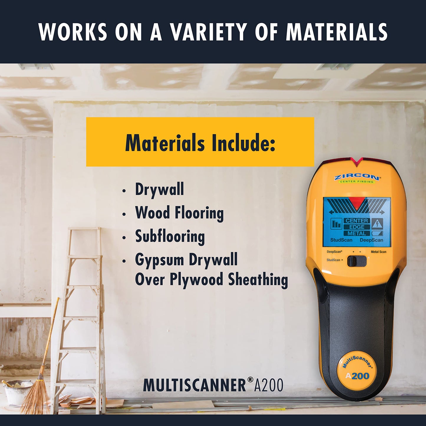 Zircon Multiscanner A200 Electronic Wall Scanner/Metal Detector/Live AC Wire Detection With SpotLite Pointer