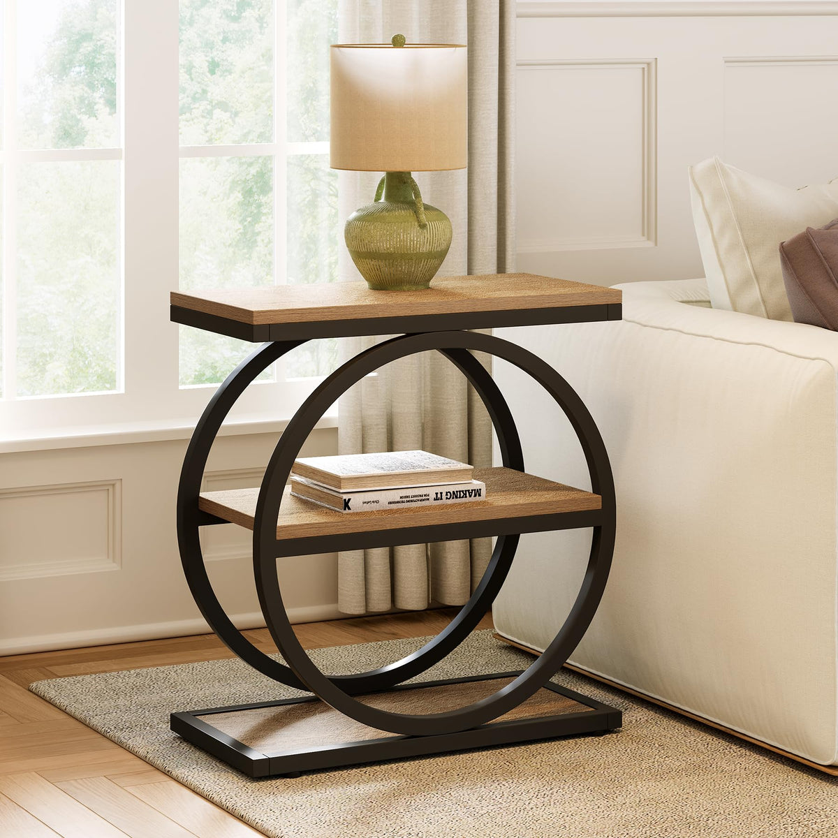 LITTLE TREE 3-Tier End Table, Side Table with Storage Shelves, Small Sofa Side Table for Living Room