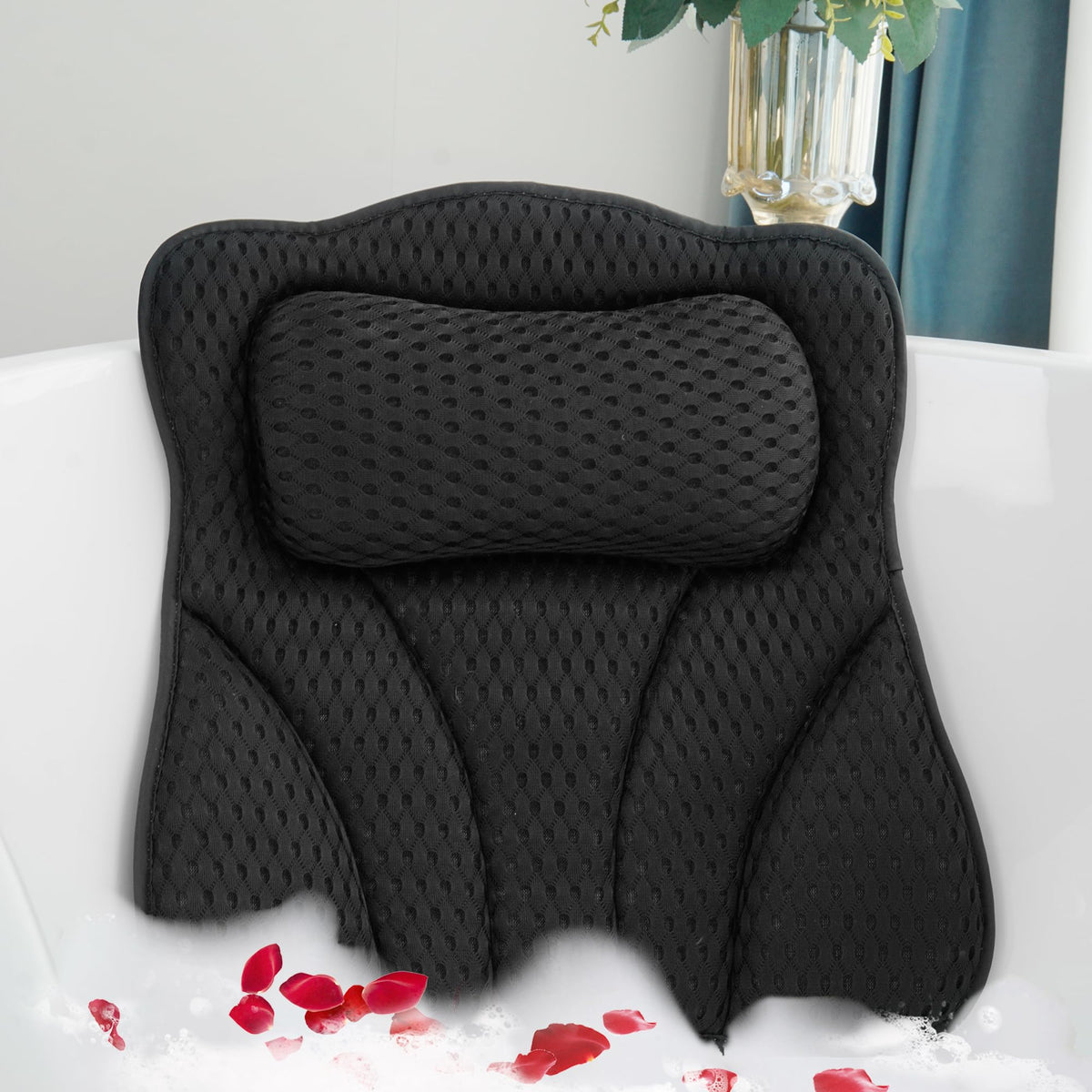 Joeyset Bath Pillows for Tub Head Neck Back Support, Bathtub Pillow 4D Breathable Air Mesh, Spa Relaxing Gifts for Women, Luxury Bathing Accessories