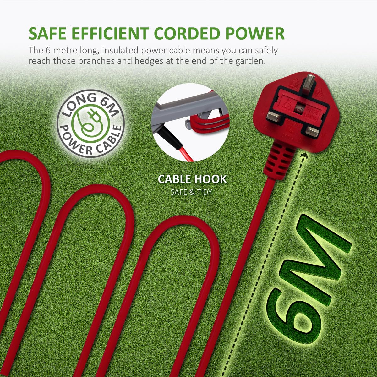 NETTA Pole Hedge Trimmer Long Reach Telescope - 550W Power, 2.7m Extendable Reach, 135? Adjustable Head, 2-Way Safety Switch, Shoulder Strap and 10m