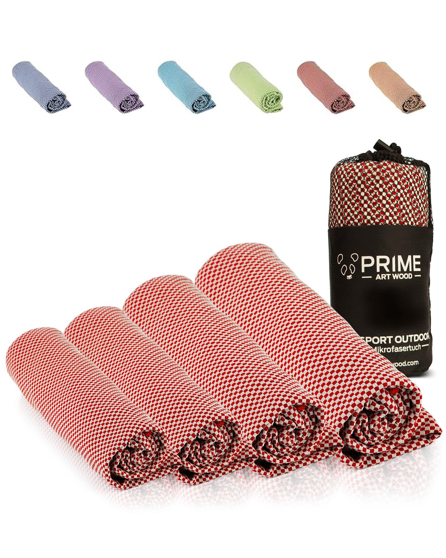 PRIME ART WOOD Bamboo Hand Towel 100 x 50 cm Red