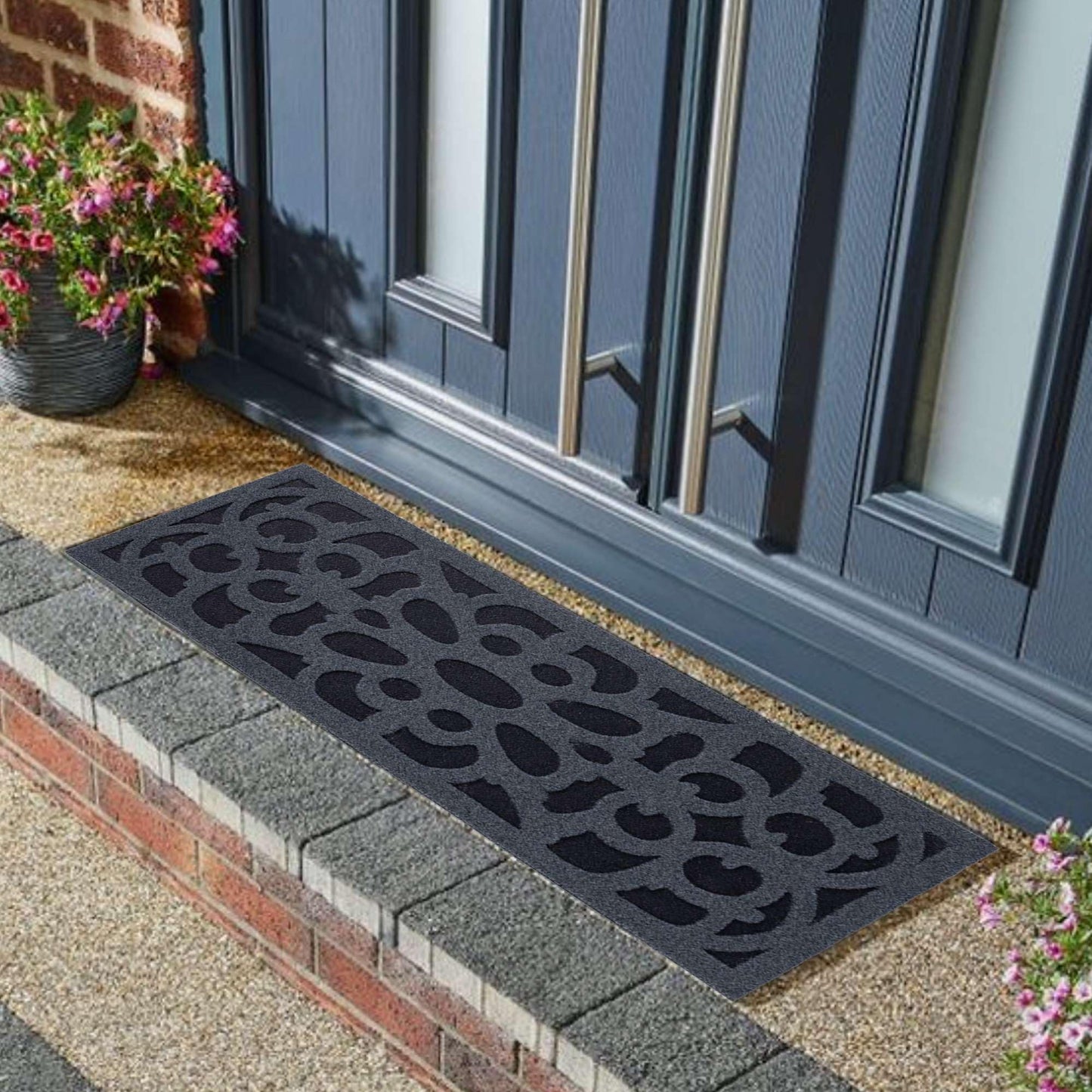 Nicoman Narrow Doormat Victorian Style Step Door Mat Barrier Eco-Friendly Absorbent Heavy Duty Dirt Scraper Watertight For Indoor Outdoor Garden Shed