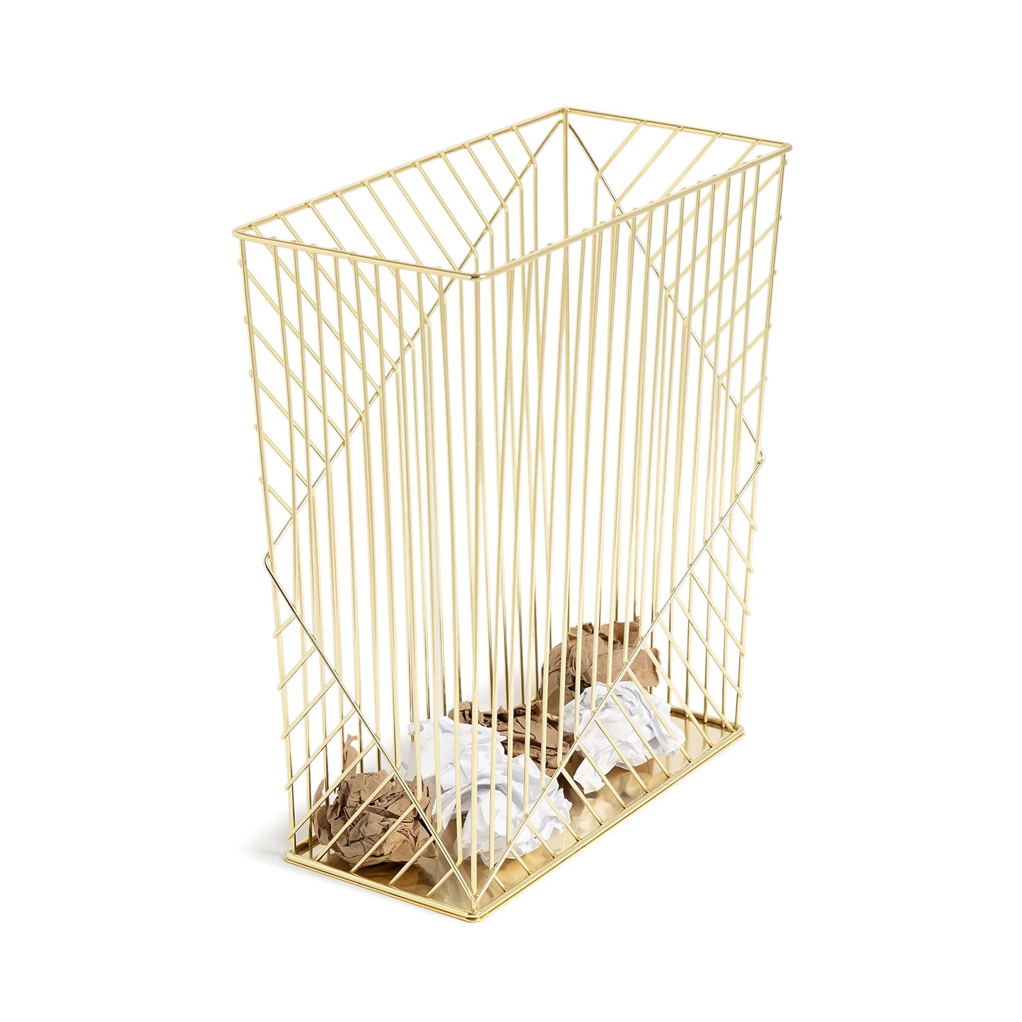 U Brands Metal Trash Can, Vena Collection, 6 Gallon Capacity, Gold (3232U02-06)