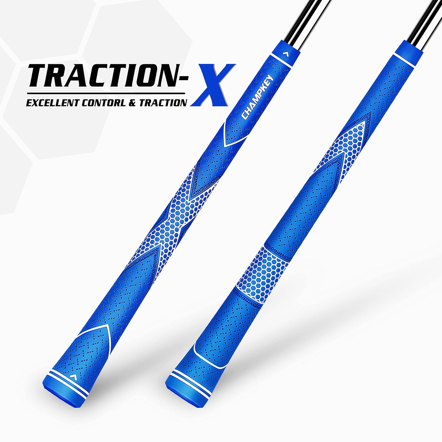 CHAMPKEY Premium Rubber Golf Grips 13 Pack | High Traction and Feedback Rubber Golf Club Grips - All Repair Kits (Blue&White, Standard)