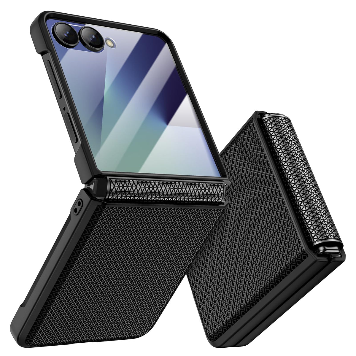 Doeshine for Samsung Galaxy Z Flip 7 Case [Not for Flip 7FE] with Back Screen Protector & Hinge Protection, Slim Fit Stylish Texture Non-Slip Hard
