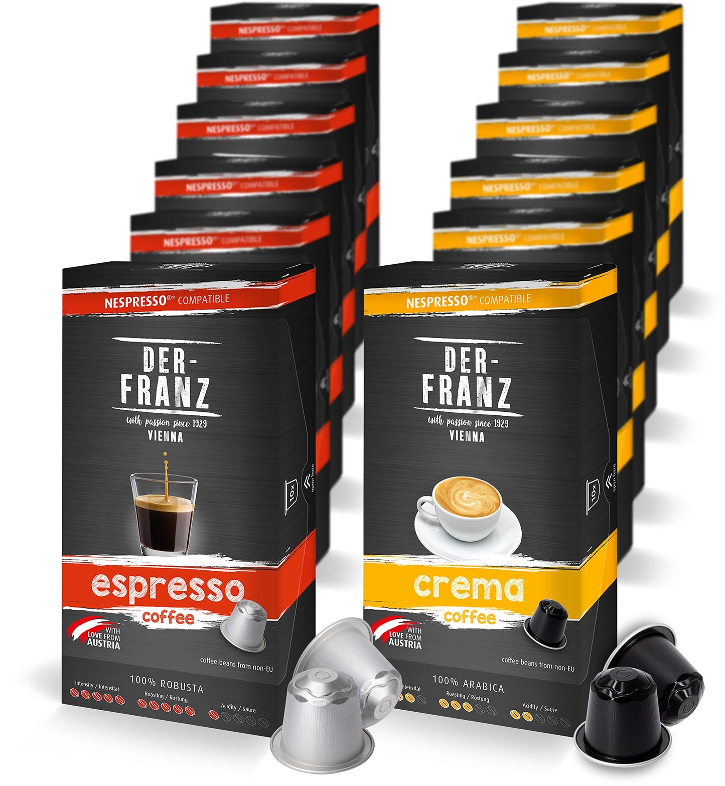 Nespresso Compatible Coffee Capsules, 12 x 10 Capsules (60 x Crema, 60 x Espresso)