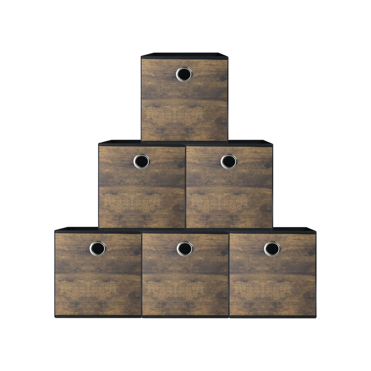 Folzaelar 6 Pack Durable Storage Cube Bin with Decorative Wood Grain,Thickened Fabric Boxes,Storage Basket for