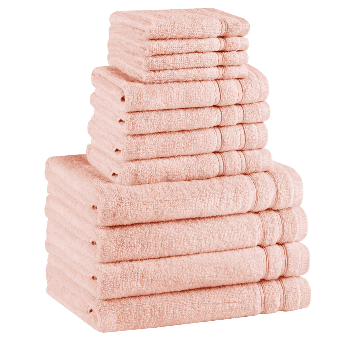 Comfort Spaces Towel Set for Bathroom 12 Piece Luxury Bath Towel Set 4 Hand Towel for Bathroom 4 Washcloth 4 Large Bath Pink Towel Sets 100% Cotton