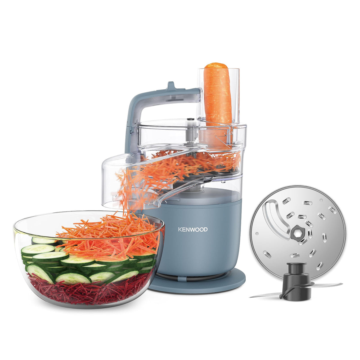 Kenwood, MultiPro Go FDP22.130GY, Food Processor, for Chopping, Slicing, Grating, Pureeing and Kneading Dough, with Express Serve, 1.3L Bowl, Knife