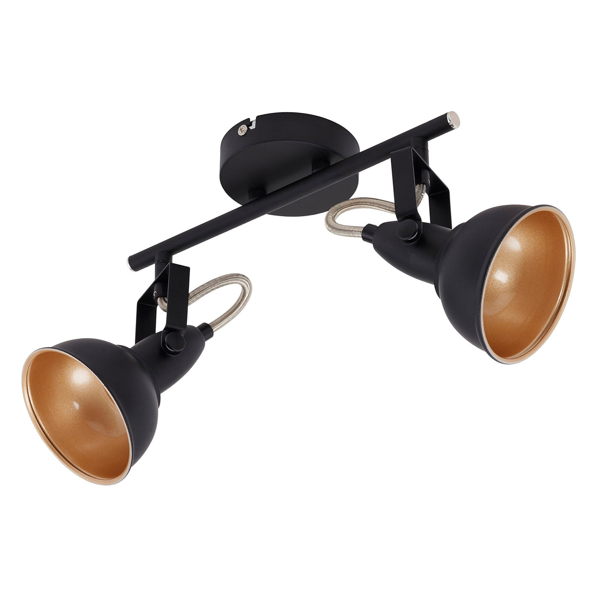 Briloner Leuchten Modern ceiling light, retro/vintage design, 2 rotatable spotlights, metall black-gold look, E14, IP20, max. 40 Watt, length: 30.4