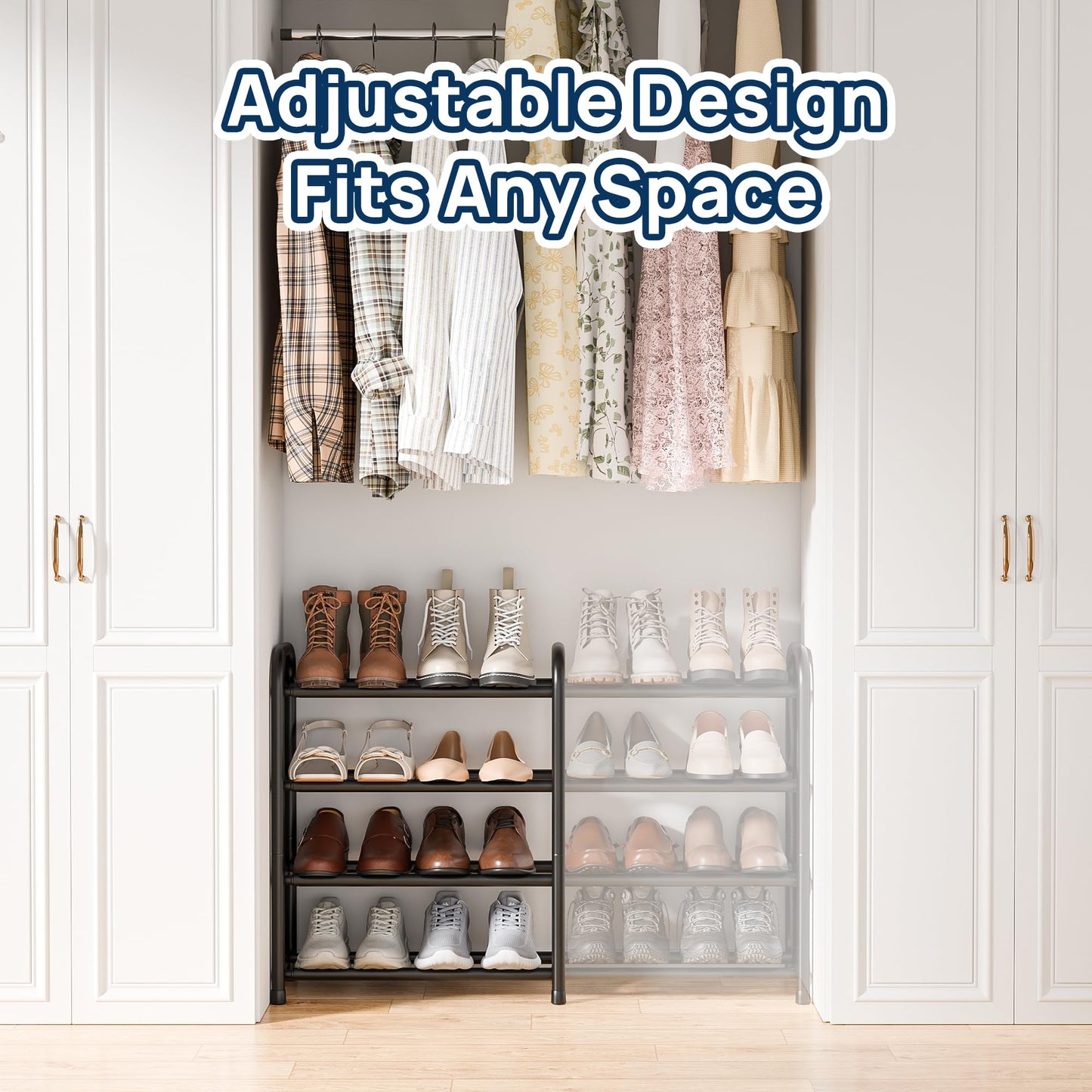 ENJOYBASICS Expandable Shoe Rack, 4 Tier Adjustable Shoe Storage Shelf