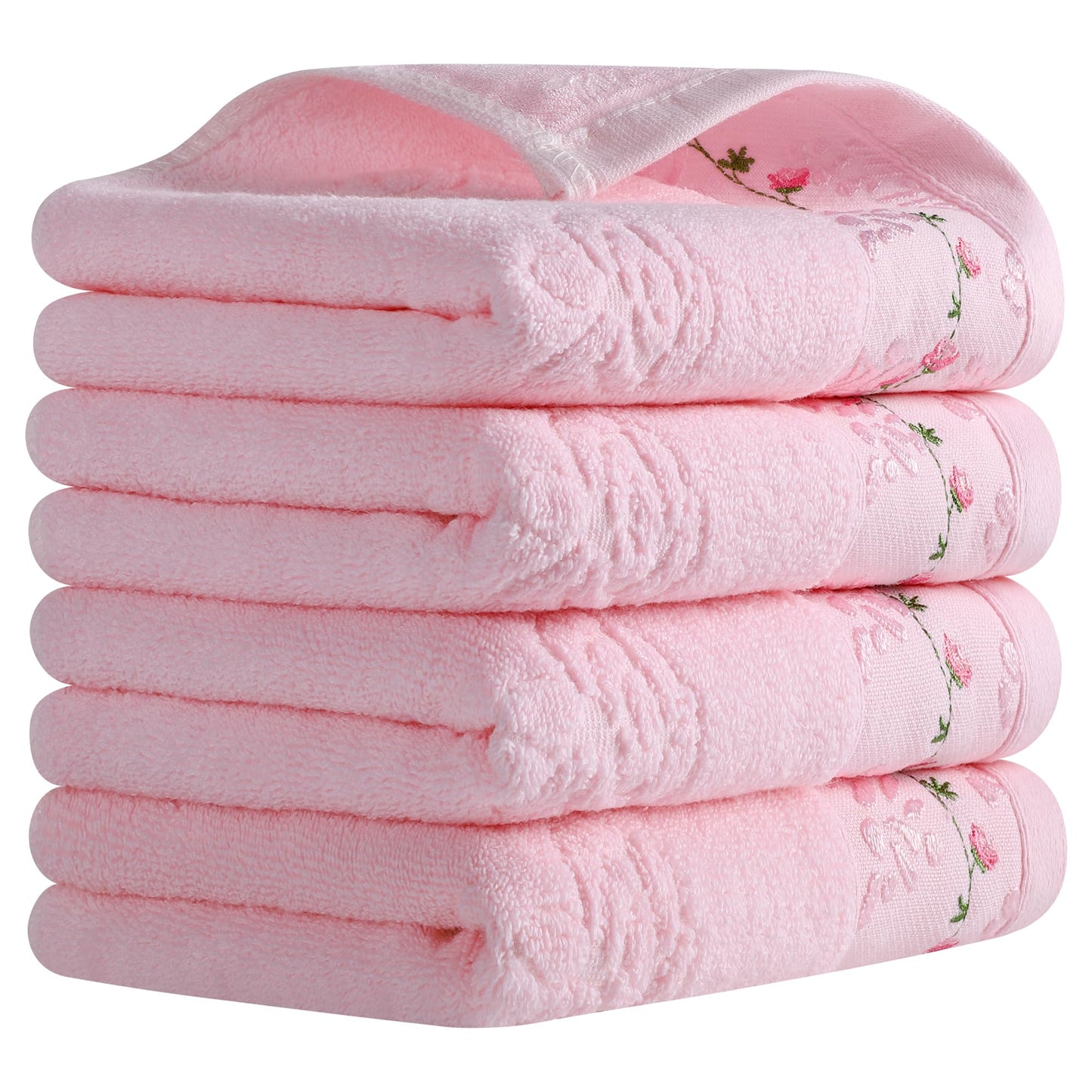 HMETOL Soft Absorbent Floral Embroidered Hand Towels for Bathroom Kitchen