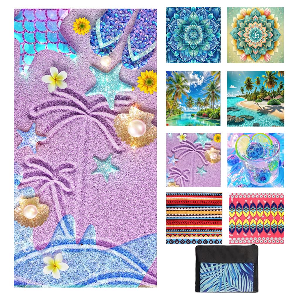 JAODFK Microfibre Beach Towel 71"X32" Quick Dry Lightweight Sand Free Extra Large Thin Towels Travel Essentials For Adults Womens Swim Bath