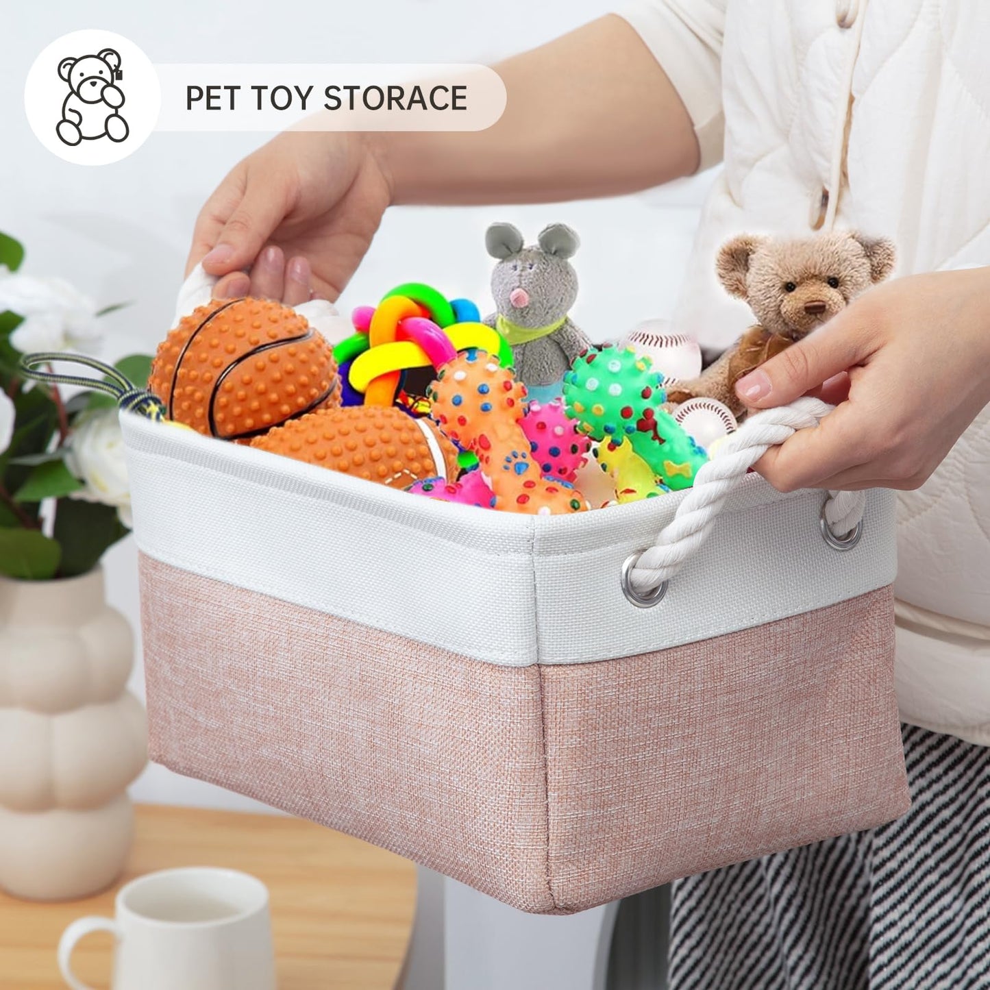 PWVMWM Small Storage Box With Handles, Small Storage Baskets As Gift Basket for Toys Towels Makeup