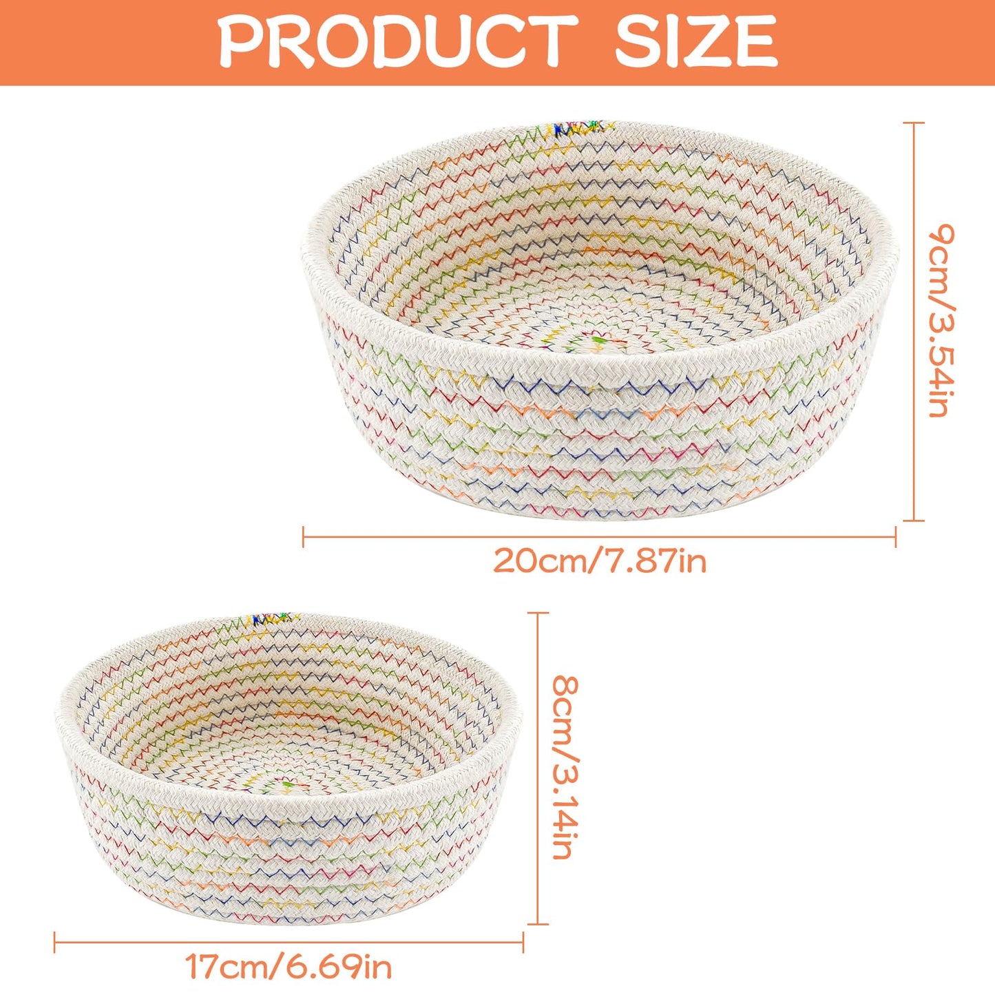 2 Pcs Cotton Rope Storage Baskets