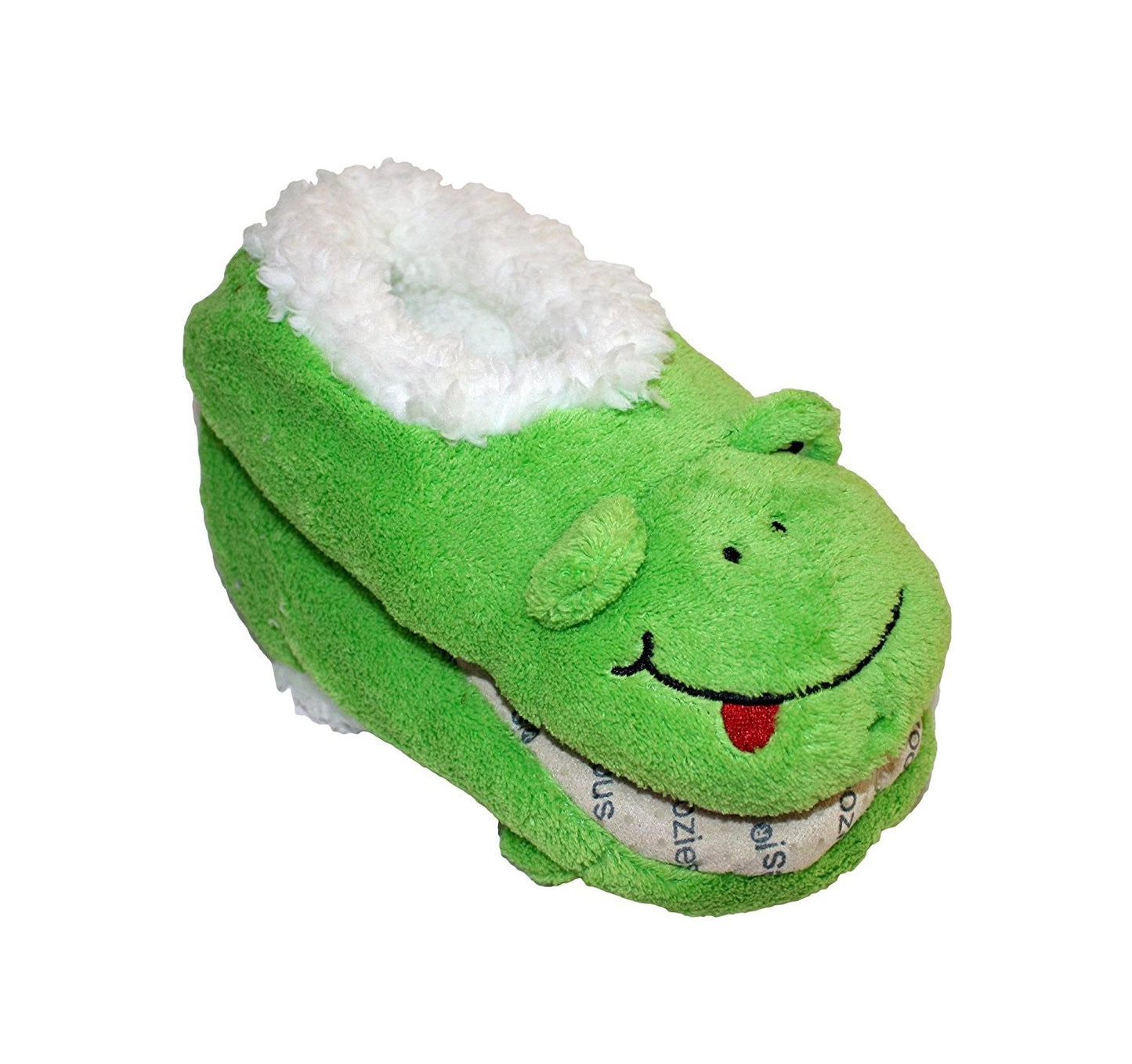 NEW Snoozies Cozy Little Animals Indoor Fleece Slippers with Non Slip Sole (UK 3-4, Green Frog)