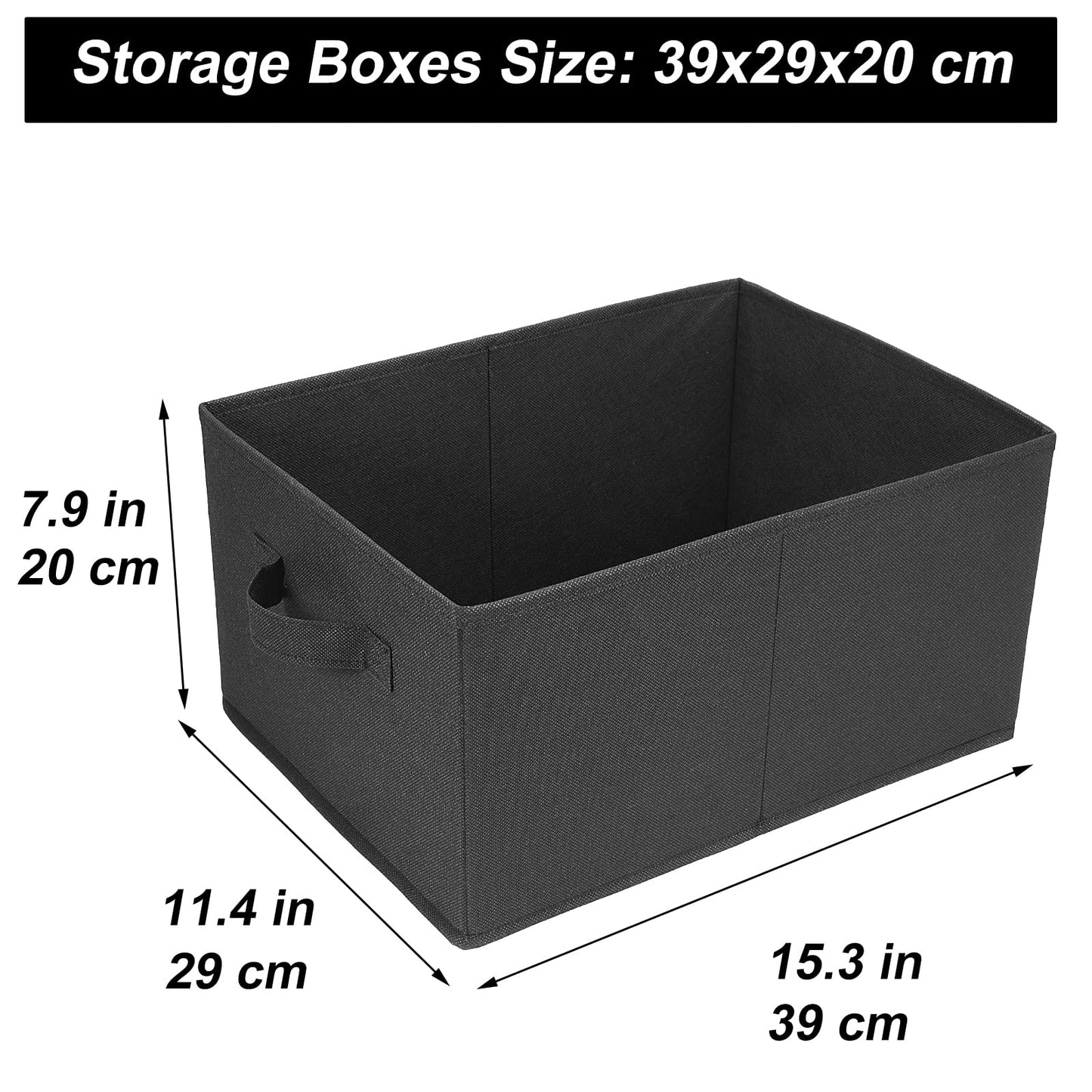 JAKAGO Foldable Wardrobe Fabric Storage Boxes 4 Pack, 39 x 29 x 20 cm