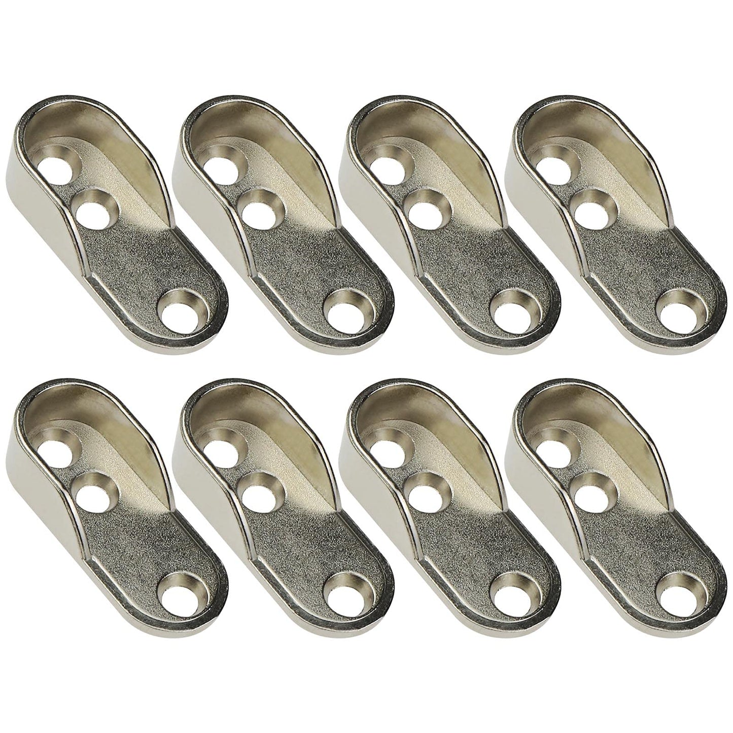 eMagTech 8pcs 3 Hole Wardrobe Rail End Supports Fit for 15mm Dia Closet Floor Curtains Ceiling Mount Rods Zinc Alloy Golden Colour 5mm Hole Dia